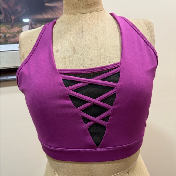 Popfit Purple Strappy Sports Bra - Picture 1 of 3